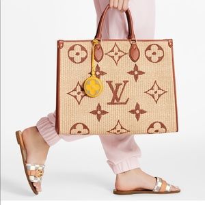 Louis Vuitton NWT ON THE GO GM MONOGRAM RAFIA TOTE